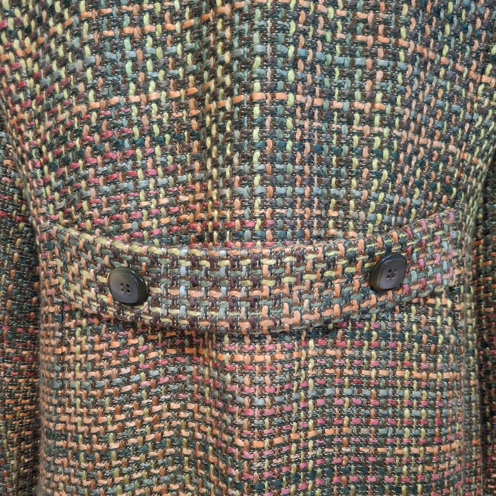 Requirements Multicolor Tweed Trench Coat Sz 8 - Picture 8 of 16